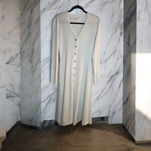 Elegant Cream Button-Down Dress